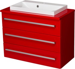 Szafka łazienkowa czerwona 80cm FOKUS z blatem i umywalką [PRODUKT NIEDOSTĘPNY]