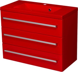 Szafka łazienkowa czerwona 80cm FOKUS z umywalką czerwoną [PRODUKT NIEDOSTĘPNY]