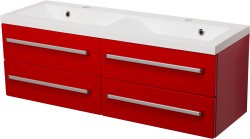 Szafka łazienkowa czerwona 120cm FOKUS z umywalką podwójną [PRODUKT NIEDOSTĘPNY]