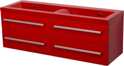 Szafka łazienkowa czerwona 120cm FOKUS z umywalką czerwoną podwójną [PRODUKT NIEDOSTĘPNY]