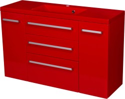 Szafka łazienkowa czerwona 120cm FOKUS z umywalką czerwoną [PRODUKT NIEDOSTĘPNY]