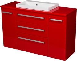 Szafka łazienkowa czerwona 120cm FOKUS z blatem i umywalką [PRODUKT NIEDOSTĘPNY]