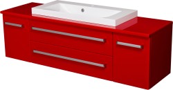 Szafka łazienkowa czerwona 140cm FOKUS z blatem i umywalką [PRODUKT NIEDOSTĘPNY]