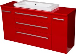 Szafka łazienkowa czerwona 140cm FOKUS z blatem i umywalką [PRODUKT NIEDOSTĘPNY]
