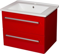 Szafka łazienkowa czerwona 65cm FOKUS CERAMIC z umywalką [PRODUKT NIEDOSTĘPNY]