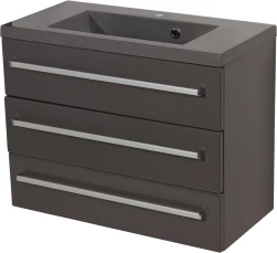 Szafka łazienkowa szara 80cm FOKUS z umywalką antracytową [PRODUKT NIEDOSTĘPNY]