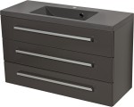 Szafka łazienkowa szara 100cm FOKUS z umywalką antracytową [PRODUKT NIEDOSTĘPNY]