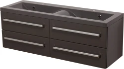 Szafka łazienkowa szara 120cm FOKUS z umywalką podwójną antracytową [PRODUKT NIEDOSTĘPNY]