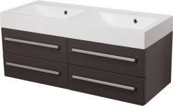 Szafka łazienkowa szara 120cm FOKUS z umywalką podwójną [PRODUKT NIEDOSTĘPNY]