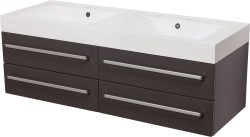 Szafka łazienkowa szara 140cm FOKUS z umywalką podwójną [PRODUKT NIEDOSTĘPNY]