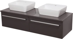 Szafka łazienkowa szara 140cm FOKUS z blatem i dwiema umywalkami [PRODUKT NIEDOSTĘPNY]