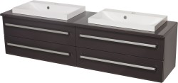 Szafka łazienkowa szara 160cm FOKUS z blatem i dwiema umywalkami [PRODUKT NIEDOSTĘPNY]