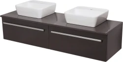 Szafka łazienkowa szara 160cm FOKUS z blatem i dwiema umywalkami [PRODUKT NIEDOSTĘPNY]