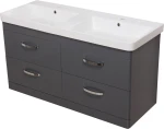 Szafka łazienkowa szara 120cm LISSA z umywalką podwójną [PRODUKT NIEDOSTĘPNY]