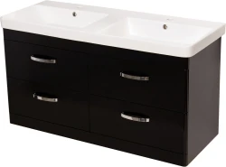 Szafka łazienkowa czarna 120cm LISSA z umywalką podwójną [PRODUKT NIEDOSTĘPNY]