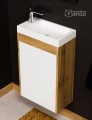 Szafka pod umywalkę do małej łazienki 40cm biała/dąb naturalny Cler CLF-B/NE-U40/22-60 i umywalka dolomitowa ADA-400R/L biała..