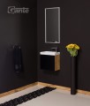Szafka pod umywalkę do małej łazienki 40cm czarna Cler CLF-C-U40/22-40, umywalka dolomitowa VENTIDUE 40 biała i lustro w srebrnej ramie aluminiowej ALU-40/80.