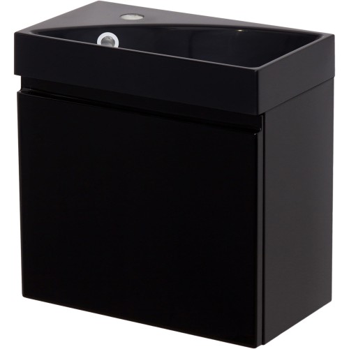 Szafka pod umywalkę do małej łazienki 40cm czarna Cler CLR-C-U40/22 i umywalka dolomitowa RENA-400 czarna.