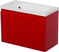 Szafka pod umywalkę do małej łazienki 50cm czerwona Cler CLR-CZ-U50/25 i umywalka dolomitowa FLAT-500L/P.