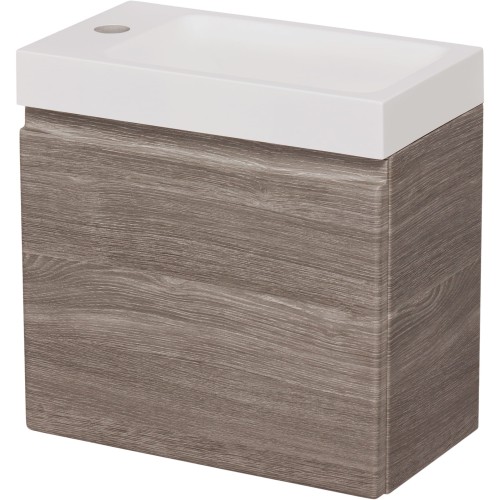 Szafka pod umywalkę do małej łazienki 40cm perłowoszara Cler CLR-SP-U40/22 i umywalka dolomitowa ADA-400R/L biała.