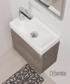 Szafka pod umywalkę do małej łazienki 40cm perłowoszara Cler CLR-SP-U40/22 i umywalka dolomitowa ADA-400R/L biała.