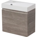 Szafka pod umywalkę do małej łazienki 40cm perłowoszara Cler CLR-SP-U40/22 i umywalka dolomitowa RENA-400 biała.