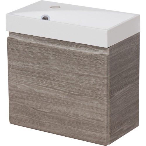 Szafka pod umywalkę do małej łazienki 40cm perłowoszara Cler CLR-SP-U40/22 i umywalka dolomitowa RENA-400 biała.