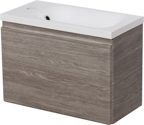 Szafka pod umywalkę do małej łazienki 50cm perłowoszara Cler CLR-SP-U50/25 i umywalka dolomitowa FLAT-500L/P.