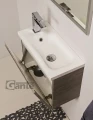 Szafka pod umywalkę do małej łazienki 50cm perłowoszara Cler CLR-SP-U50/25 i umywalka dolomitowa FLAT-500L/P.