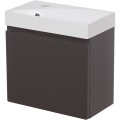 Szafka pod umywalkę do małej łazienki 40cm szara Cler CLR-S-U40/22 i umywalka dolomitowa RENA-400 biała.
