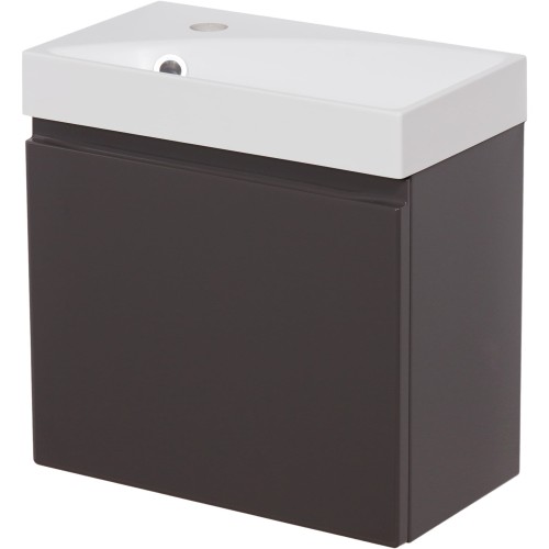 Szafka pod umywalkę do małej łazienki 40cm szara Cler CLR-S-U40/22 i umywalka dolomitowa RENA-400 biała.