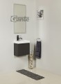 Szafka pod umywalkę do małej łazienki 40cm szara Cler CLR-S-U40/22, umywalka dolomitowa RENA-400 biała i lustro w srebrnej ramie aluminiowej ALU-40/80.