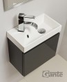 Szafka pod umywalkę do małej łazienki 40cm szara Cler CLR-S-U40/22 i umywalka dolomitowa RENA-400 biała.
