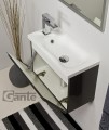 Szafka pod umywalkę do małej łazienki 50cm szara Cler CLR-S-U50/25 i umywalka dolomitowa FLAT-500L/P.