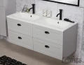 Szafka pod umywalkę szara 120cm Grend GRD-S-U121/46/4, umywalka podwójna GREND-1210D i bateria umywalkowa loftowa Laveo Muro BAU 722D czarna.