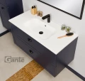 Szafka pod umywalkę granatowa 100cm Grend GRD-GN-U101/46/2 z uchwytami  muszlowymi, umywalka dolomitowa GREND-1010C i bateria umywalkowa Kohlman Experience QB100EB czarna.