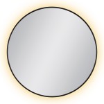 Lustro łazienkowe okrągłe w czarnej ramie podświetlane LED 80 cm