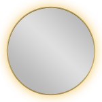 Lustro łazienkowe okrągłe w złotej ramie podświetlane LED 80 cm