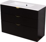 Szafka łazienkowa czarna 100cm VICTA z umywalką