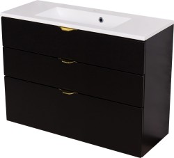 Szafka łazienkowa czarna 100cm VICTA z umywalką