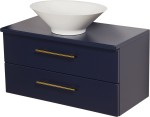 Szafka łazienkowa granatowa 80 cm BELLI GOLD z blatem i umywalką