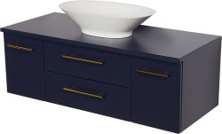 Szafka łazienkowa granatowa 120 cm BELLI GOLD z blatem i umywalką