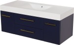Szafka łazienkowa granatowa 120 cm BELLI GOLD z umywalką