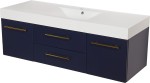 Szafka łazienkowa granatowa 140cm BELLI GOLD z umywalką