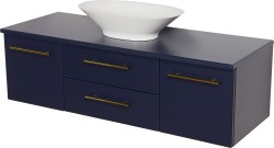 Szafka łazienkowa granatowa 140cm BELLI GOLD z blatem i umywalką