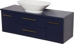 Szafka łazienkowa granatowa 120 cm BELLI GOLD z blatem i umywalką