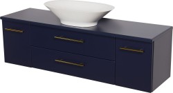 Szafka łazienkowa granatowa 140cm BELLI GOLD z blatem i umywalką