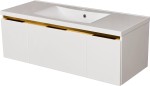 Szafka łazienkowa biała 120cm DIAMOND GOLD z umywalką