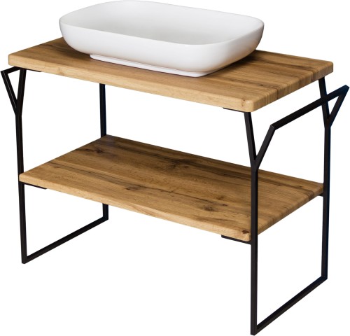 Szafka łazienkowa industrialna 101cm New York NY-NE-U100-ST z umywalką ceramiczną PREMIUM 60 białą.  Blat pod umywalkę.