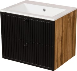 Szafka łazienkowa czarna 61cm ARGENTO z umywalką